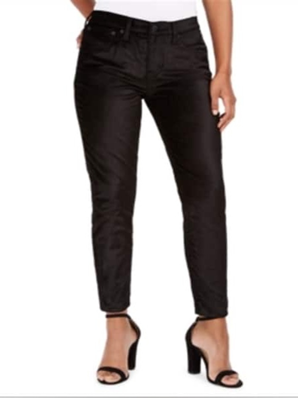 Lucky Brand Black Charlie Skinny Jeans Sleek Shiny Glitter Slim Leg - Size 12